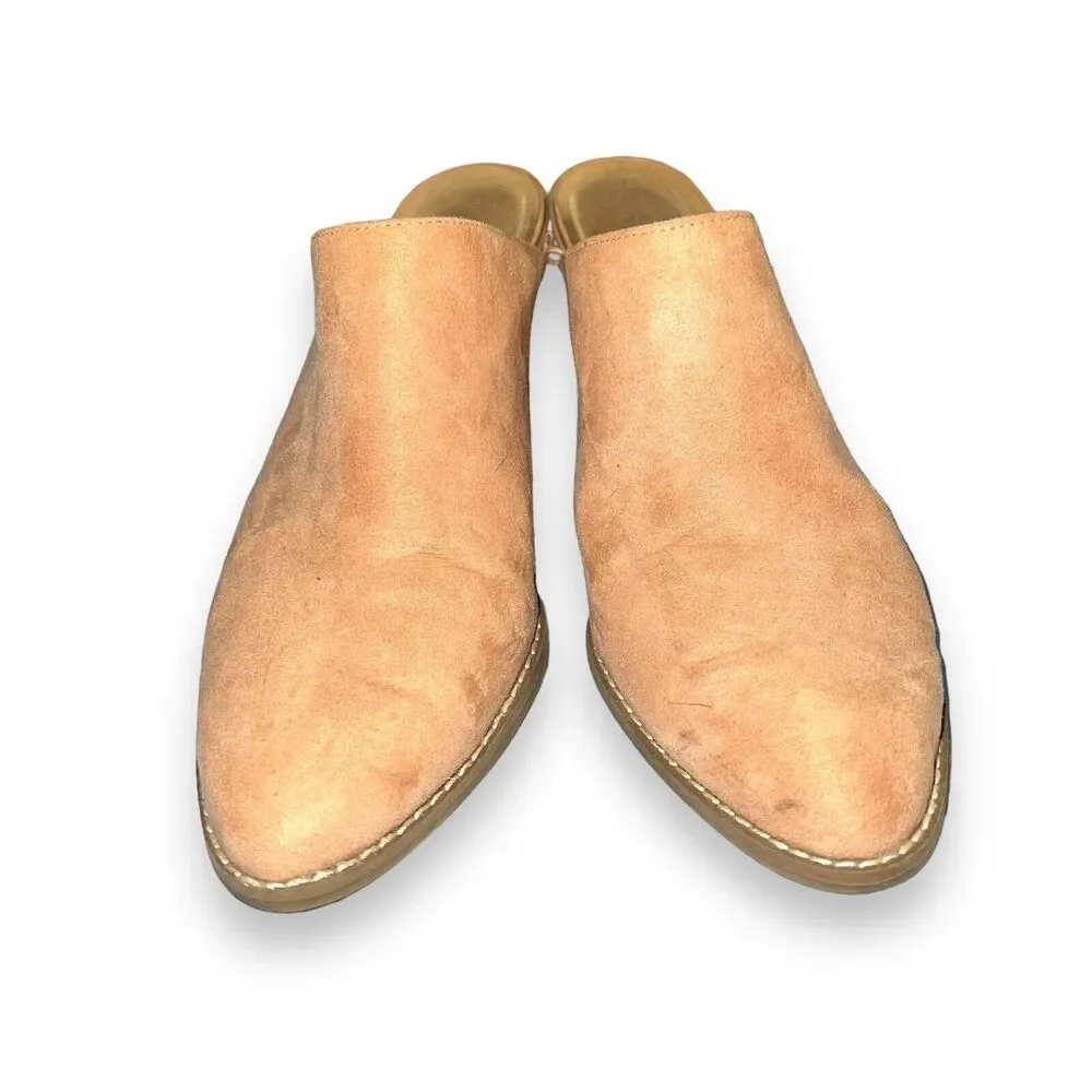 Old Navy Womens High Heeled Mule Bootie Slip On Faux Leather Suede Pink Size 7
